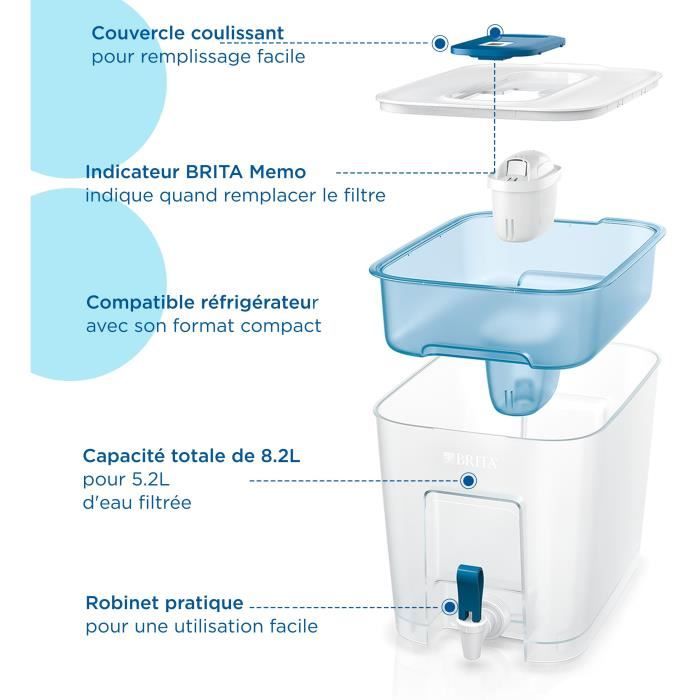 Bouteille et carafe filtrante Brita Distributeur d'eau filtrée Flow (8,2L) inclus 1 cartouche filtrante MAXTRA PRO All-in-1