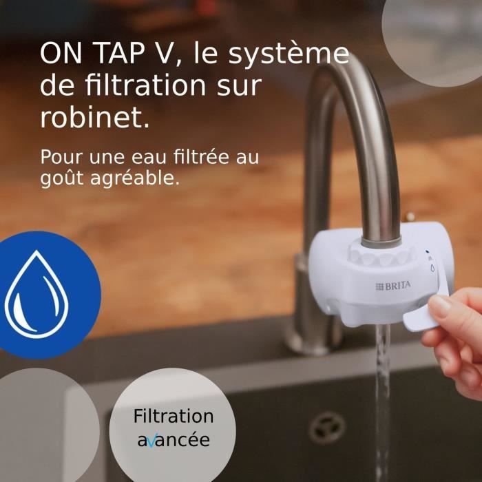 Pack 1 Filtre a eau - BRITA - ON TAP V - 600 L d'eau filtrée / 4 mois - Compatible systeme de filtration sur robinet ON TAP V