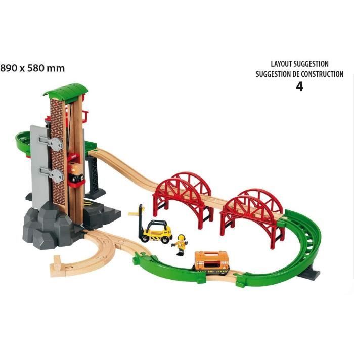 BRIO World Grand Circuit Plateforme Multimodale - Coffret 32 pieces - Circuit de train en bois - Ravensburger - Des 3 ans - 33887