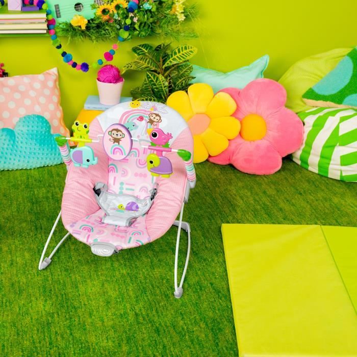 BRIGHT STARTS Transat pink paradise, vibrations apaisantes, jouets interactifs, des la naissance