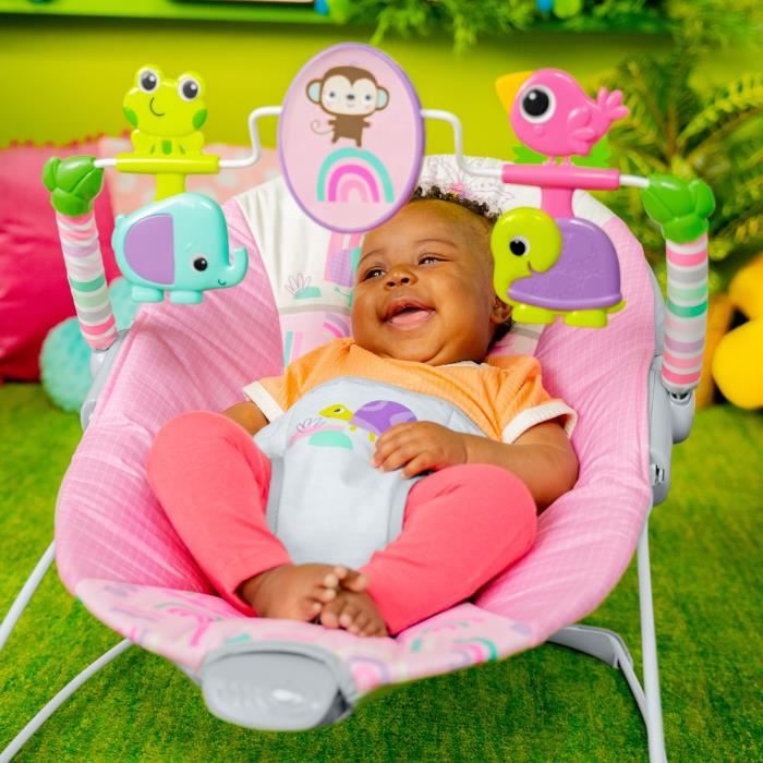 BRIGHT STARTS Transat pink paradise, vibrations apaisantes, jouets interactifs, des la naissance