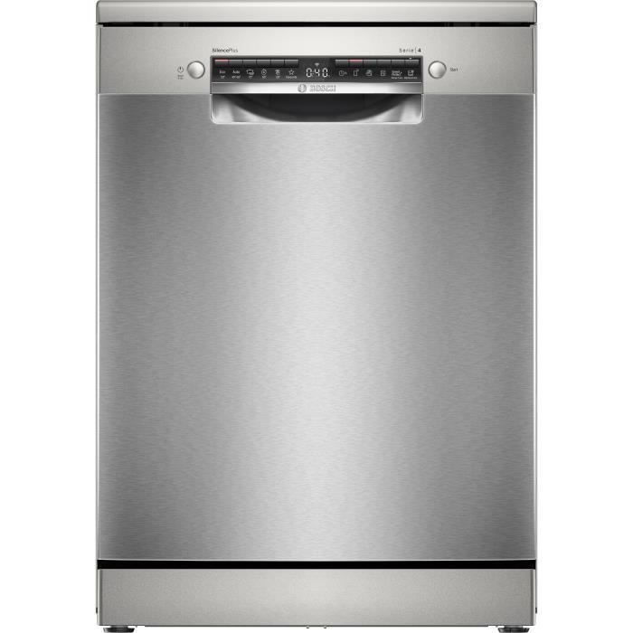 Lave-vaisselle pose libre BOSCH SMS4ETI00E SER4 - 13 couverts - Moteur Induction - L60cm - 44dB - Classe C - Gris Inox