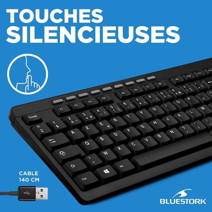 Pack Clavier Souris - BLUESTORK - PACK FIRST II - Filaire - Noir