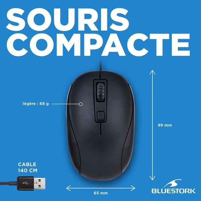 Pack Clavier Souris - BLUESTORK - PACK FIRST II - Filaire - Noir