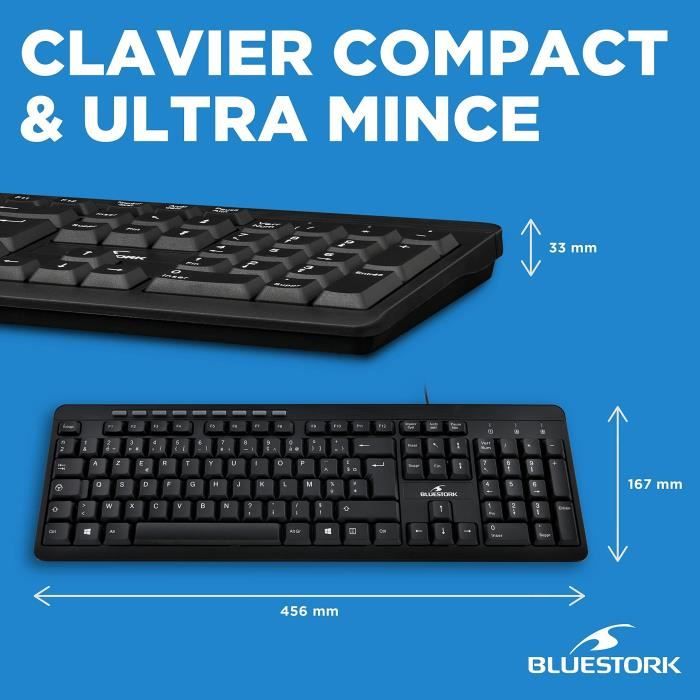 Pack Clavier Souris - BLUESTORK - PACK FIRST II - Filaire - Noir