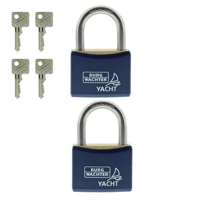 Set de 2 cadenas - BURG WACHTER - DUO 460 Ni 40 SB - Inox marin, double verrouillage