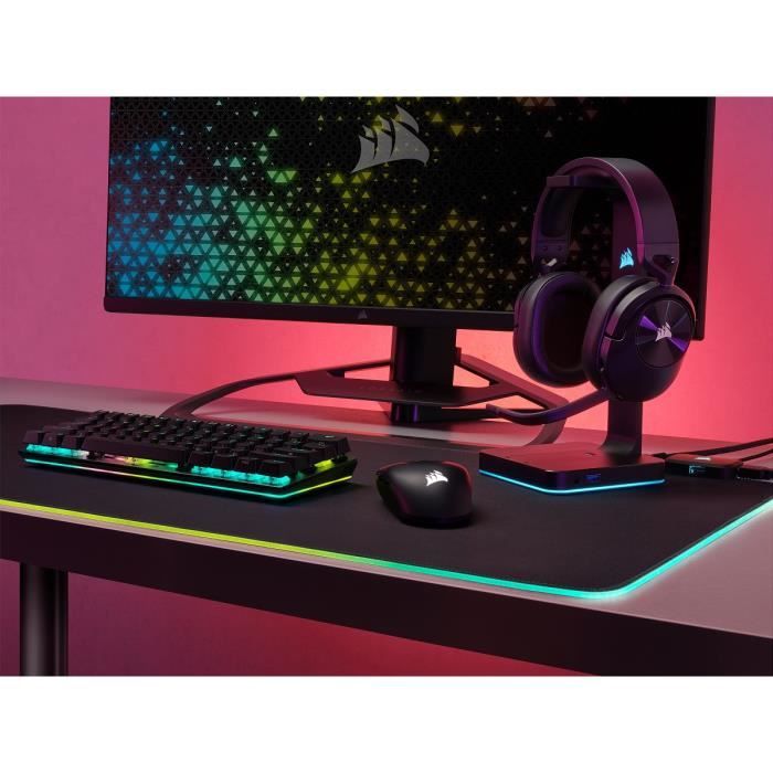 Casque PC Corsair Casque Gaming sans fil HS55 Wireless Carbon, PC et PS5.