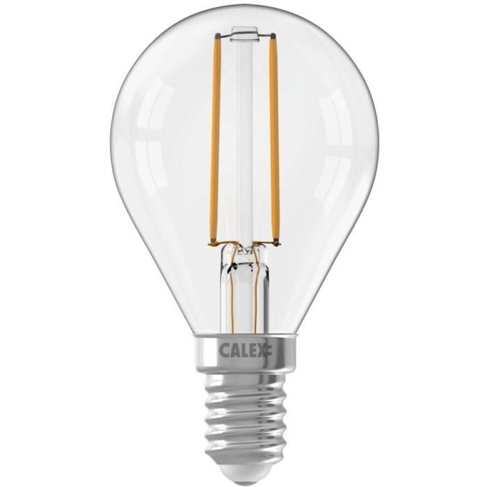 Ampoule LED E14 - CALEX - BALL P45 - Filament droit - 3,5 W - 250 lm - 2700 K - Intensité variable - Transparente