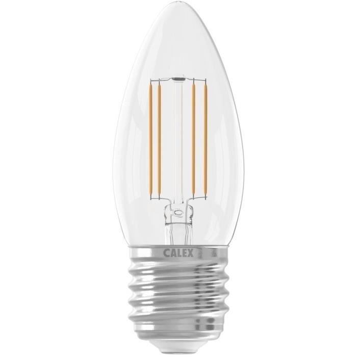 Ampoule LED E27 - CALEX - CANDLE B35 - Filament droit - 4,5 W - 470 lm - 2700 K - Intensité variable - Transparent