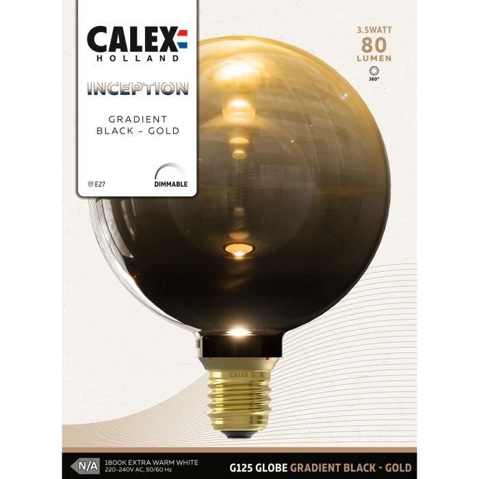 Ampoule LED E27 - CALEX - INCEPTION G125 - 3,5 W - 80 lm - 1800 K - Dégradé noir / or