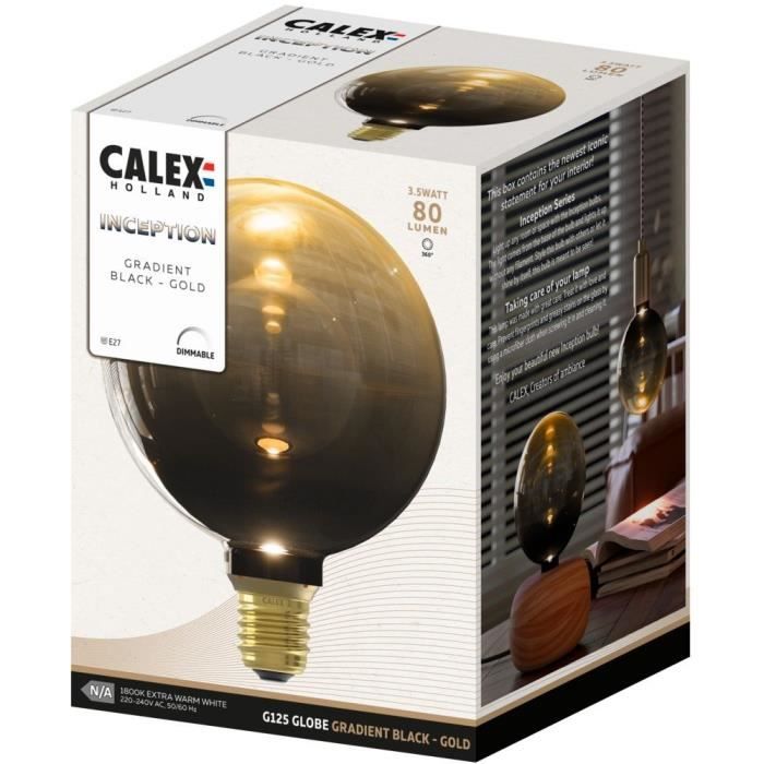 Ampoule LED E27 - CALEX - INCEPTION G125 - 3,5 W - 80 lm - 1800 K - Dégradé noir / or