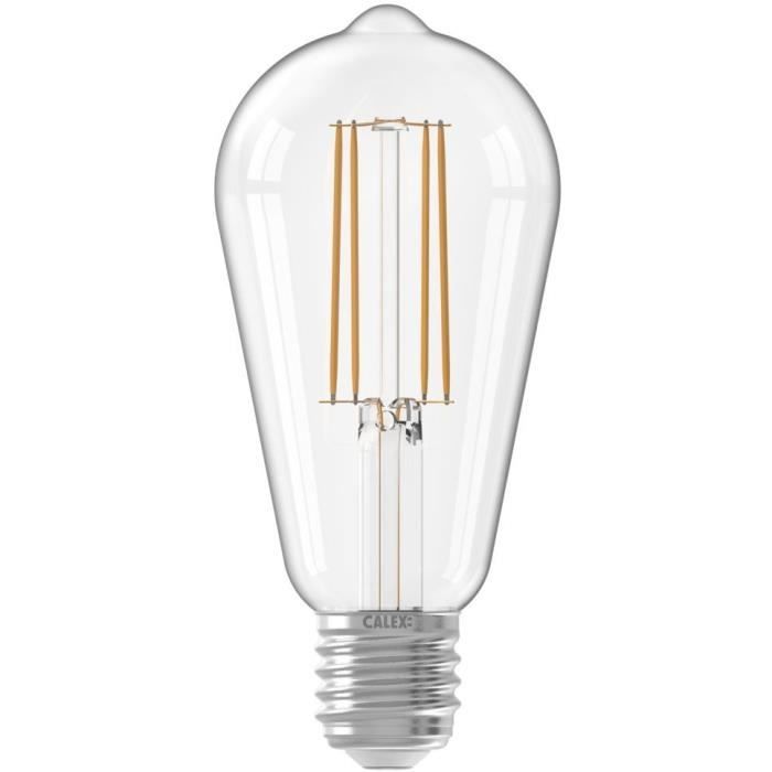 Ampoule LED E27 - CALEX - RUSTIC ST64 - Filament droit - 4,5 W - 470 lm - 2700 K - Intensité variable - Transparent