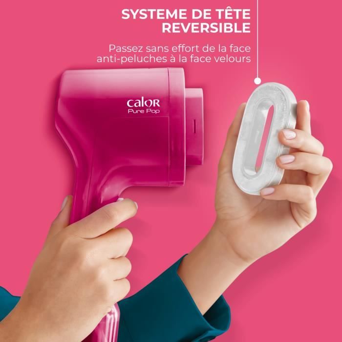 CALOR Pure POP Défroisseur vapeur, Débit 20 g/min, Réservoir 70 ml, Pret en 15 sec, Autonomie 4 min, Défroisse et purifie DT2023C0