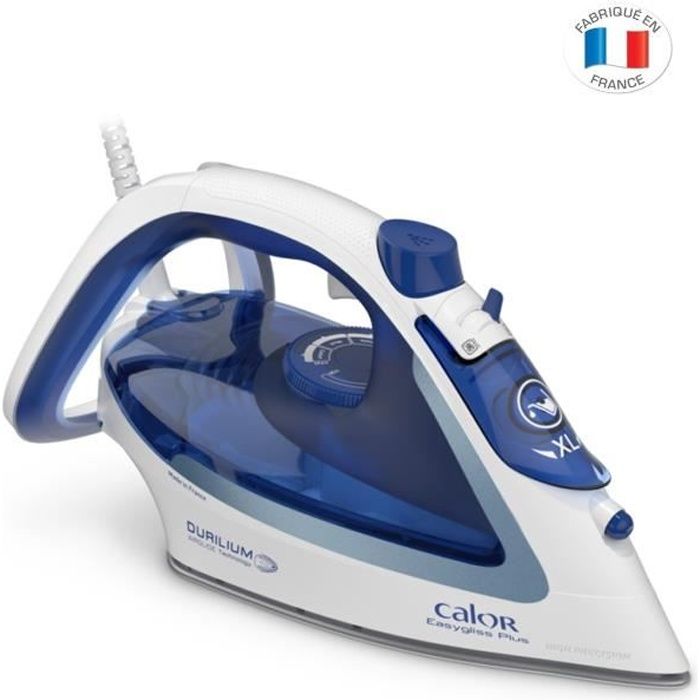 CALOR Fer a repasser vapeur, 2400 W, Débit vapeur 45 g/min, Fonction Pressing 190 g/min, Fabriqué en France, Easygliss FV5715C0