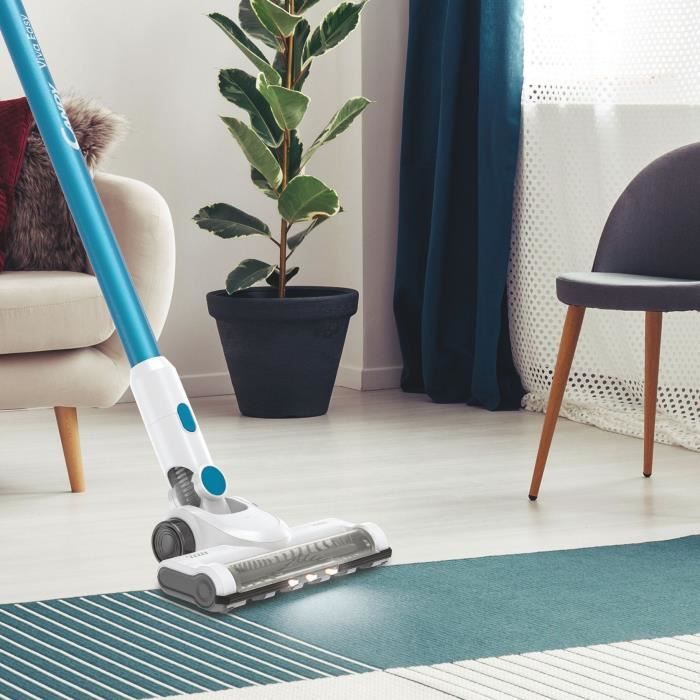 CANDY Viva CVIVA02E - Aspirateur Balai sans fil multifonction - 22  V - Autonomie 30 min - Bleu / Blanc