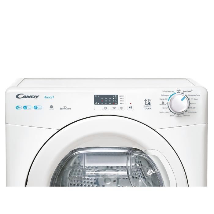 Seche-linge pompe a chaleur CANDY Smart CSE H10A1LE-47 - 10 kg - Connecté - 15 programmes - 66dB - Classe A+