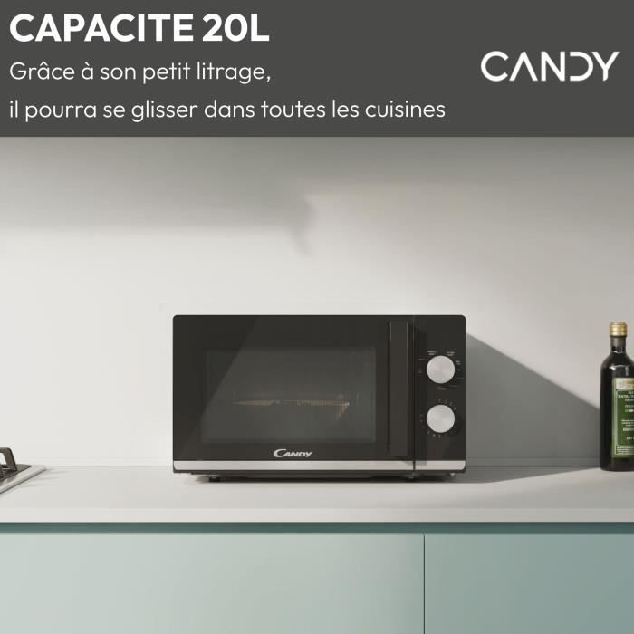 CMG20TNMB Micro-ondes Gril CANDY Moderna 20L 700W - Gril 900W - UI mécanique 6 niveaux de puissance - Fonction Décongélation poids