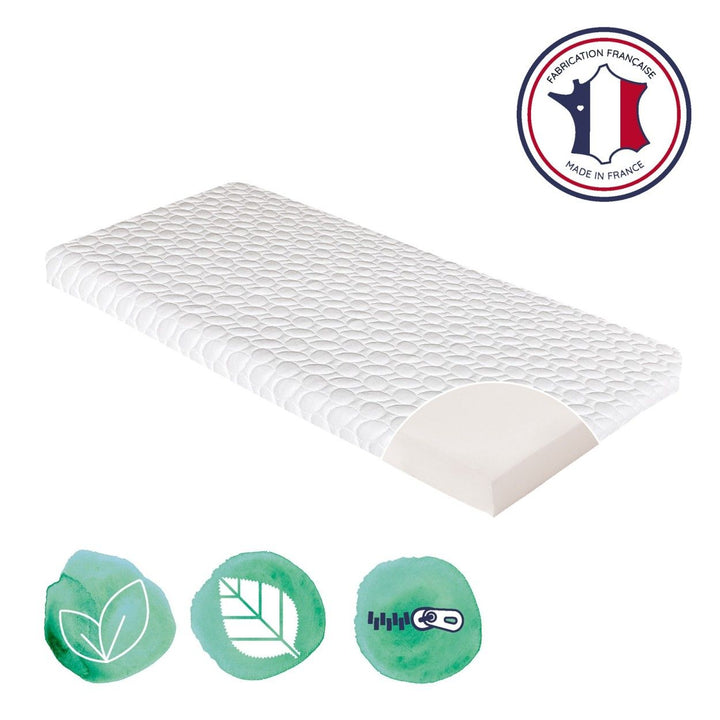 CANDIDE - Matelas De Berceau Fresh 50x83x5cm, Sans Traitement, Idéal Cododo, Thermorégulant, Fabriqué En France, Garantie 5 Ans