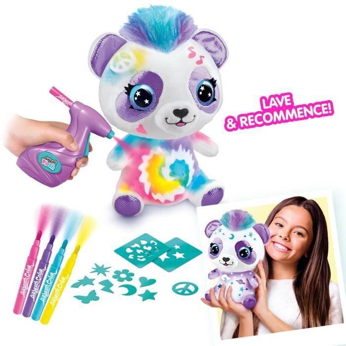 Peluche Airbrush Panda a personnaliser - Peluche spray art avec feutres et pochoirs - OFG 257 - Canal Toys