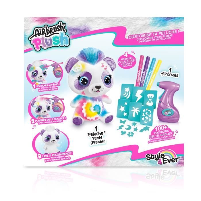 Peluche Airbrush Panda a personnaliser - Peluche spray art avec feutres et pochoirs - OFG 257 - Canal Toys