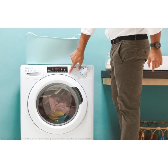 Lave-linge hublot CANDY CO12105TE/1-S - 10 kg - L60 cm - 1200 trs/min - Connecté wi-fi + Bluetooth - Blanc