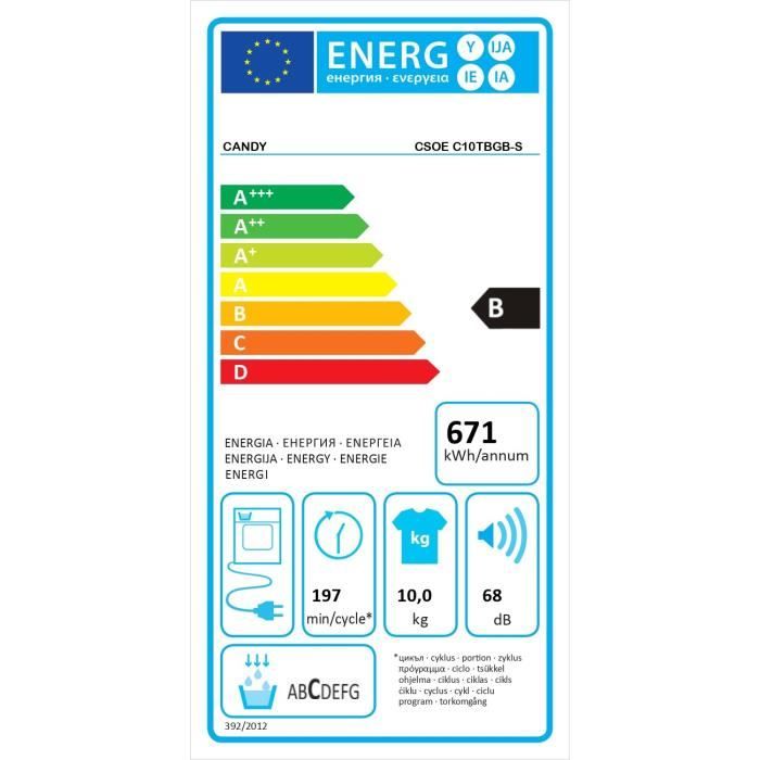 Seche-linge a condensation CANDY CSoe C10TBGB-S Smart Pro - 10 kg - Classe B - Connecté - Noir