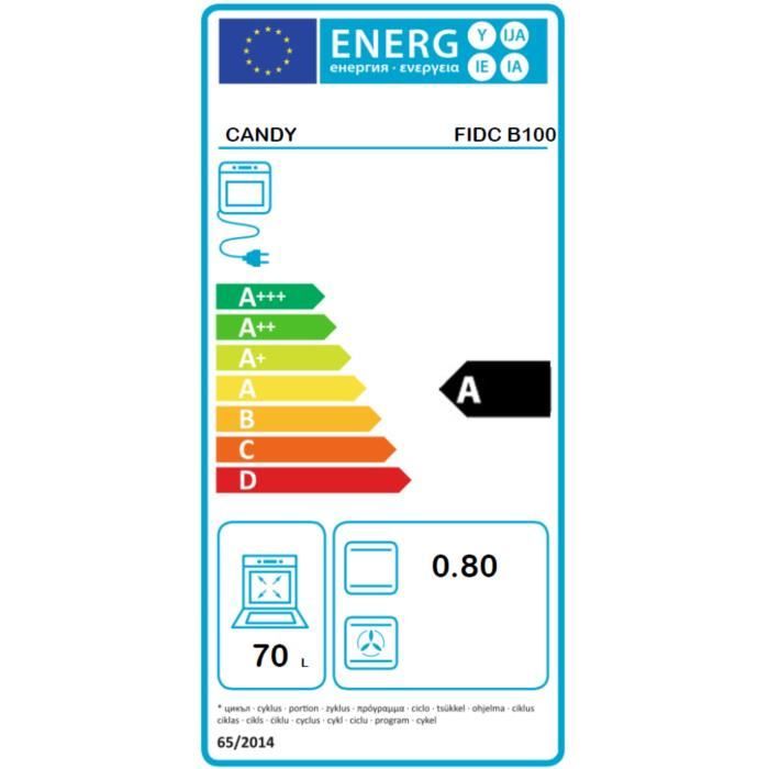 Four encastrable nettoyage manuel - convection naturelle CANDY FIDC B100 - Blanc  - Classe A