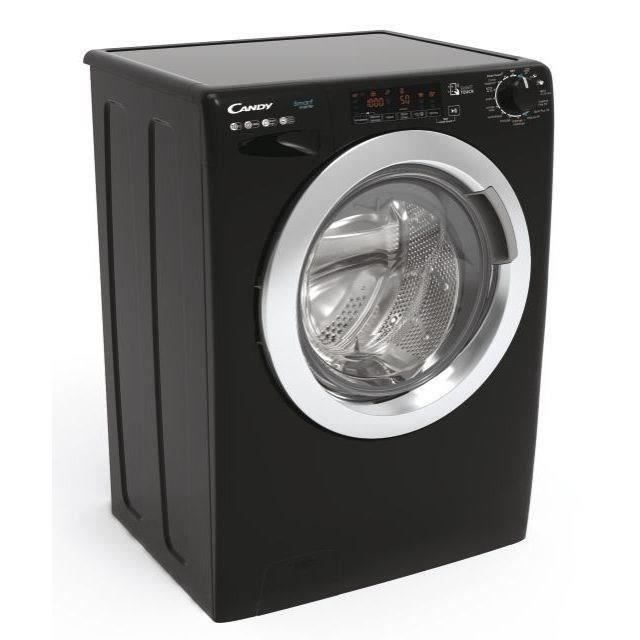 Lave-linge hublot CANDY CSS1410TWMCBE/FR - 10 kg - Induction - Vapeur - 1400 trs/min - Classe A - programmes rapides - Noir