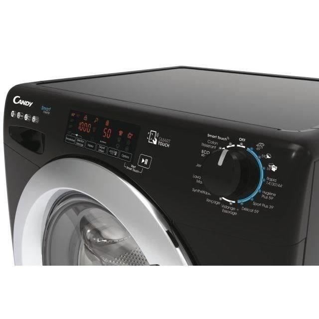 Lave-linge hublot CANDY CSS1410TWMCBE/FR - 10 kg - Induction - Vapeur - 1400 trs/min - Classe A - programmes rapides - Noir