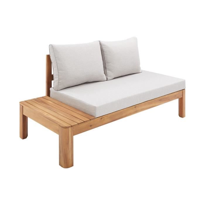 Banquette de jardin en bois d'acacia FSC - 2 personnes - Avec coussins - SANA