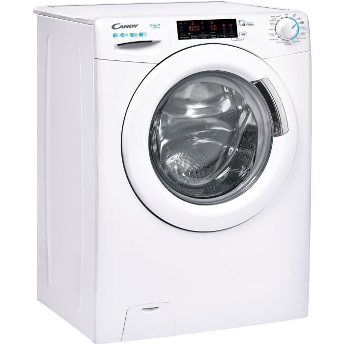 Lave-linge hublot CANDY CS1412TME/1-47 - 12 kg - Induction - 1400 trs/min - Connecté - Programmes rapides - Classe B - Blanc