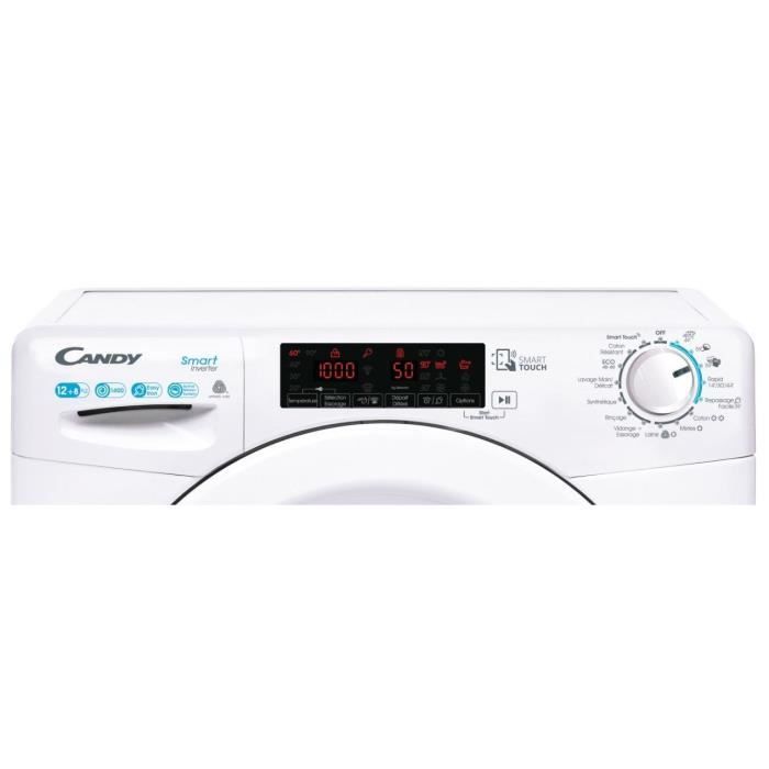 Lave-linge séchant CANDY CSWS4128TWME - 12 / 8 kg - Induction - 1400 trs/min - Vapeur - Connecté - Blanc