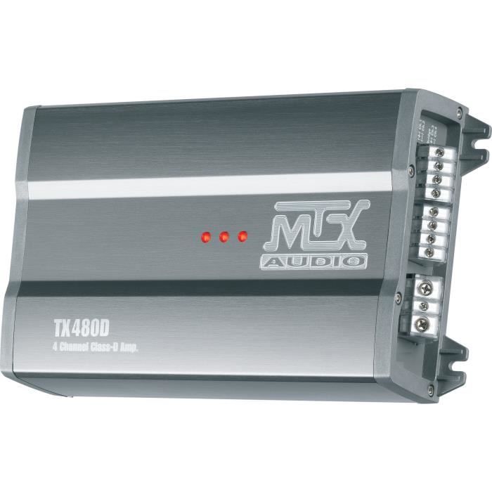 MTX TX480D Amplificateur voiture Classe-D 4x120W RMS @2O ou 2x240W RMS @ 4O filtres variables