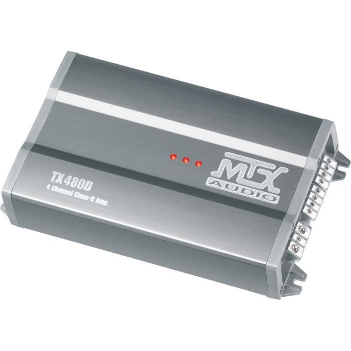 MTX TX480D Amplificateur voiture Classe-D 4x120W RMS @2O ou 2x240W RMS @ 4O filtres variables