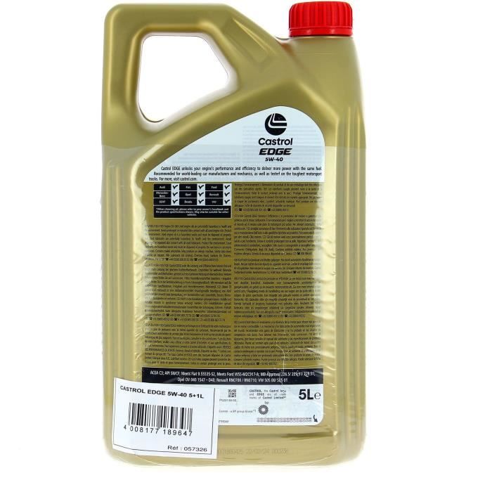 Huile Moteur - CASTROL EDGE - 5W-40 - 5L+1L - 057326