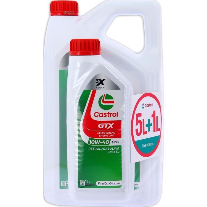 Huile Moteur - CASTROL GTX - 10W-40 A3/B4 - 5L+1L - 057026