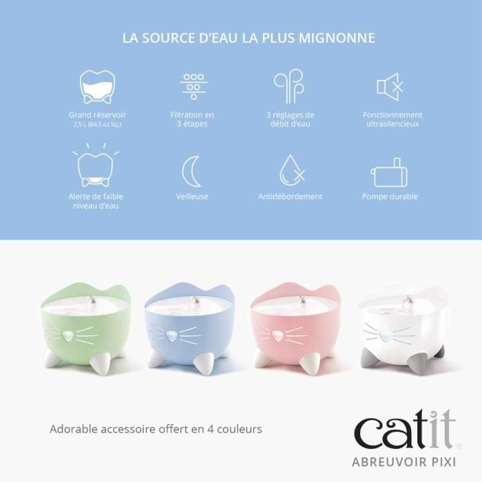 CAT IT Fontaine a eau automatique pour chat - 2,5 L - Bleu