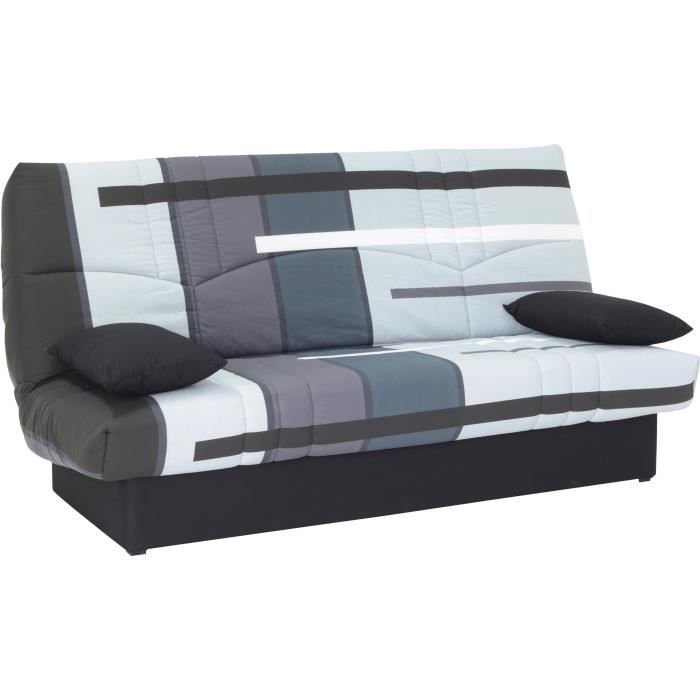 Clic clac 3 places DREAM - Tissu 100% Coton imprimé Piste Gris - Couchage 125x190 cm - L190 x P92 x H96 cm