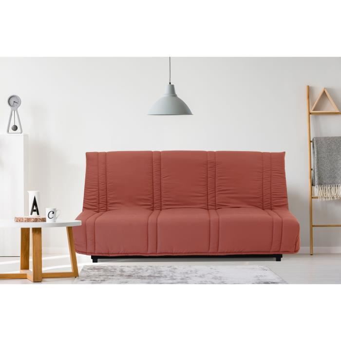 Banquette clic clac 3 places - Terracotta - 100% coton - L 193 x P 92 cm - LENA