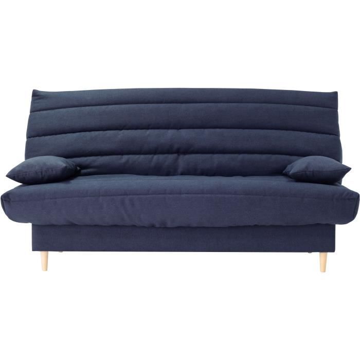 Clic clac 3 places - bleu foncé - Couchage 125x190 cm - Avec coussins