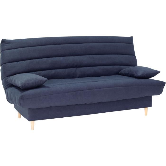 Clic clac 3 places - bleu foncé - Couchage 125x190 cm - Avec coussins