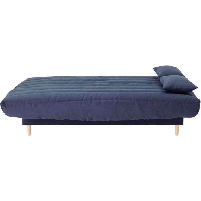 Clic clac 3 places - bleu foncé - Couchage 125x190 cm - Avec coussins