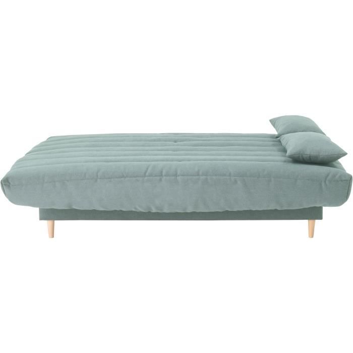 Clic clac 3 places - vert amande - Couchage 125x190 cm - Avec coussins