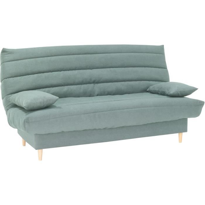 Clic clac 3 places - vert amande - Couchage 125x190 cm - Avec coussins