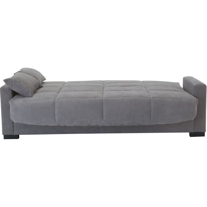 Canapé clic clac 3 places - Gris clair - Matelas 14 cm - 130 x 190 cm - MEGAN