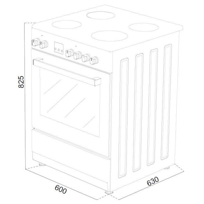 Cuisiniere gaz CONTINENTAL EDISON CECG60FCB1 - 4 feux - L59,8 x P61 xH83cm- Noir