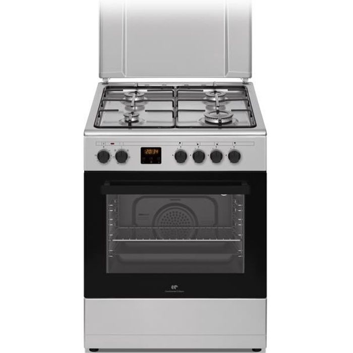 Cuisiniere gaz CONTINENTAL EDISON CECG60FCS1 - 4 feux - L59,8 x P61 xH83cm- Silver