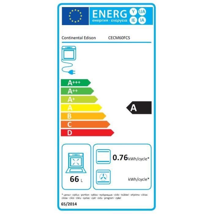 Cuisiniere mixte CONTINENTAL EDISON CECM60FCS - 3 feux gaz + 1 électrique - L59,8 x P61 xH83 cm - Silver