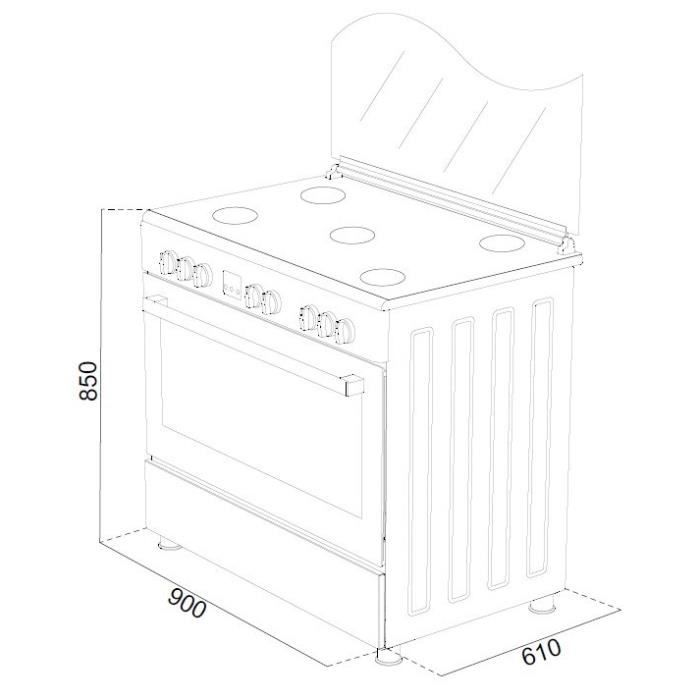 CONTINENTAL EDISON Cuisiniere piano four multifonctions catalyse 95L affichage digital L90 xH 85 cm  INOX