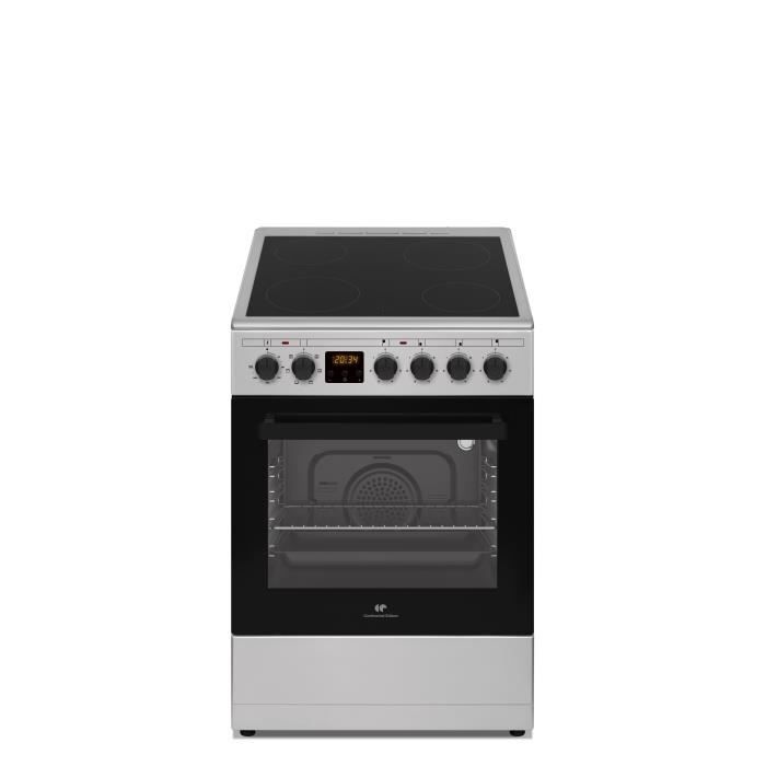 Cuisiniere vitrocéramique CONTINENTAL EDISON CECV50FCS - 4 feux - L49.5 x H82.7 xP58 cm- Silver